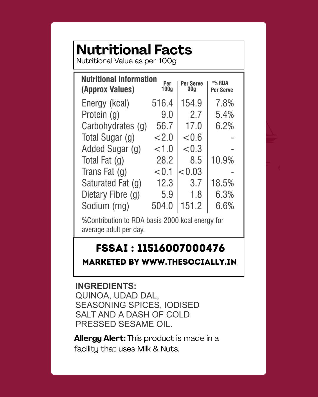 Bombay Masala Quinoa Chips